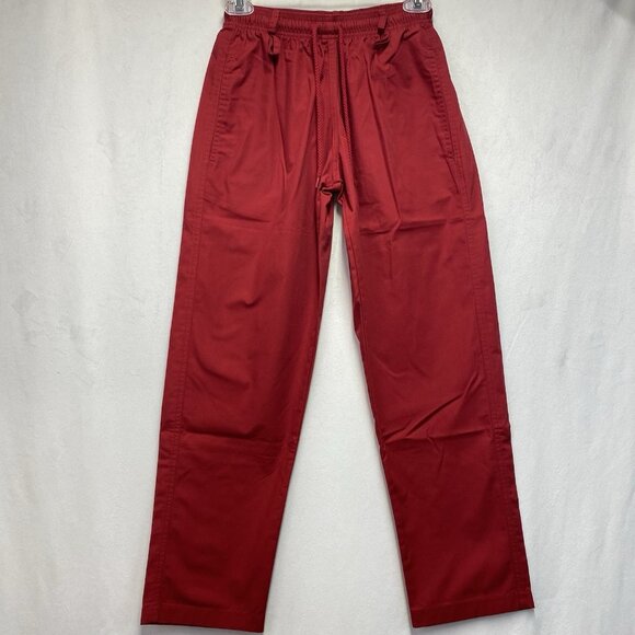 S.C.R.U.B.S. Drawstring Mid-Rise Straight Leg Pants Women Sz XXS Petite Red New - Picture 1 of 15